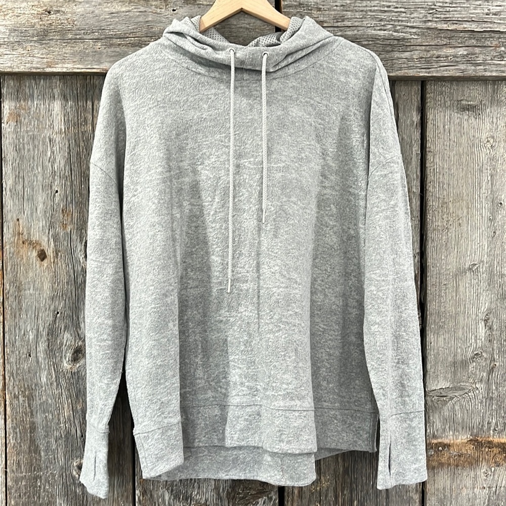 Zyia Active Grey Textured Terry Hoodie